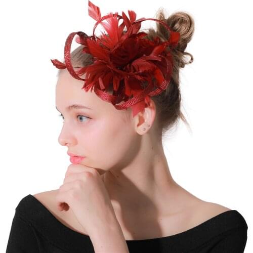 Marron Chic Fascinator Hair Clip Elegant Weddiing Women Show Hair Accessories Sinamay Fashion Party Race Headwear Headbands