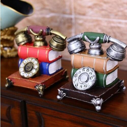ZAKKA creative resin home decoration with vintage telephone model piggy bank birthday gift 19*16*14 cm fairy garden miniatures