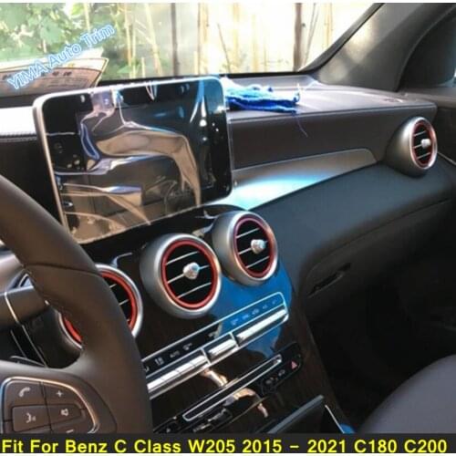 Lapetus Air Condition AC Vent Outlet Ring Cover Trim 7PCS Fit For Mercedes-Benz C Class W205 2015 - 2021 C180 C200 Red Interior