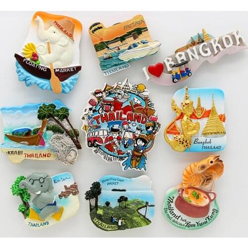 Thailand Pattaya elephant Shrimp soup 3D magnetic refrigerator paste souvenir Bangkok fridge magnets Collection home decoration