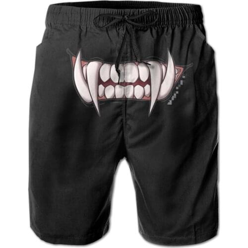 Male Shorts Causal R92 Breathable Quick Dry Humor Graphicbasketball Vampire Monster Fangs