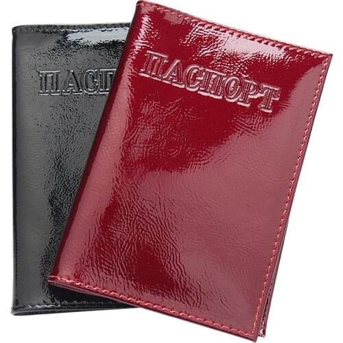 100% Genuine Leather Russian New soft red oil Vintage Passport Cover embossing Card Holder