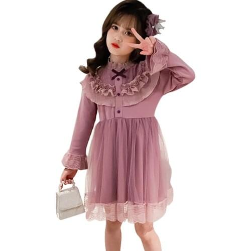 Dresses For Girls Mesh Girls' Dresses Lace Floral Kids Dress Teenage Girls Costumes Kids 6 8 10 12 14