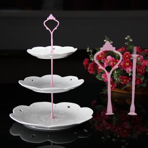 1 Set 2 Or 3 Tier Cake Plate Stand(Plate Not Include) Handle Crown Fitting Metal Wedding Party Silver/Golden Drop Shipping