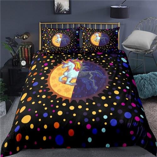 Unicorn Bedding Set Cartoon Duvet Cover Pillow Cases Single Double Queen King Size Kids Bedclothes Bedlisnen