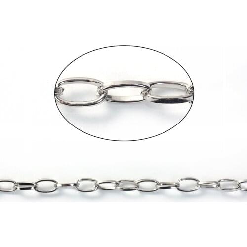 Lovely 200cm Silver Color Chains Findings 6x10mm (B03403)