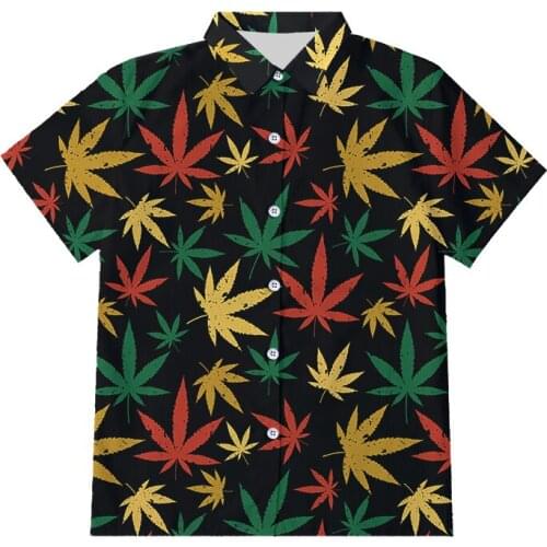 OGKB EU/US Size 3d Maple Colorful Leaf Button Shirts Fashion Men Women Plant 3d Print Shirt Summer Harajuku Plus Size Streetwear