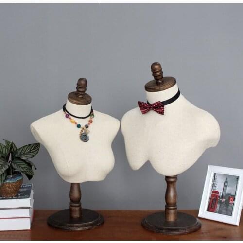 Fabric Cover Female And Male Mannequin Model Torso With Wood Base Dress Form