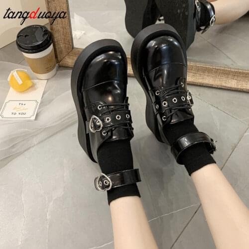 Japanese Lolita Shoes Mary Jane Pu Leather Jk Love Girl Student Kawaii Sweet Round Head Waterproof Black Shoes Anime Cosplay