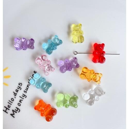 10Pcs Cute Resin Gummy Bear Beads Charms for Woman Girls Cartoon Diy Bracelet Choker Materials Jewelry Findings DIY Wholesale