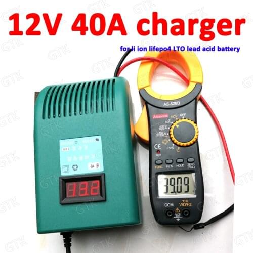 12V 40A battery charger 12v 40A lithium 12.6v 40A 3S li-ion 4S 14.6V 40A lifepo4 battery charger smart with display charger