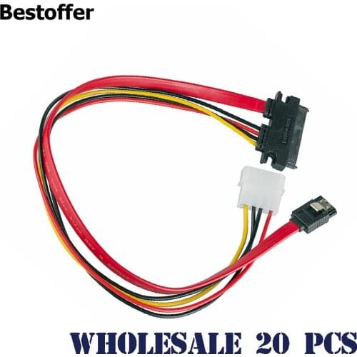 20 Pcs/pack 15+7 Pin Power Data To 4 Pin IDE Sata Cable Hard Drive New PC Laptop 30CM Free Shipping
