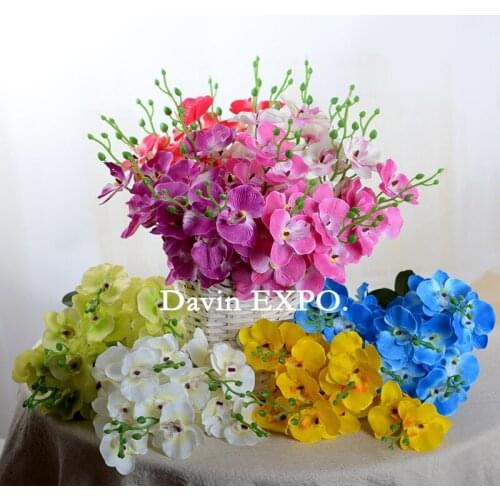 5pcs 5 forks Artificial Silk Orchid Flowers Butterfly Moth Phalaenopsis Fake Flower Wedding Home Festival Christmas decoration