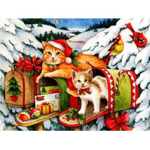 5d Diamond Embroidery Painting Snow Cats Mosaic Rhinestone Sticker Wall Decor New Arrival Puzzle Picture Diamond Dots Large Size