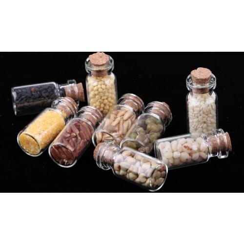 9 Pieces Dollhouse Glass Jars with Dried Foods, 1/12 Scale Miniature Bottles