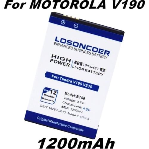 LOSONCOER 1200mAh BT50 BT51 BQ50 for MOTOROLA Tundra V323 V325 V360 V361 V365 V975 V195 V235 V360i V360v V980 V975 Battery