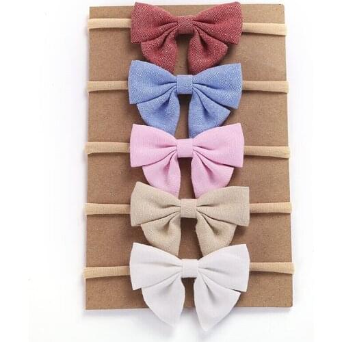 Newborn Baby Bows Headbands Nylon Headbands For Baby Girls Head Wear Toddler Soft Stretchy Nylon Headbands Hair Accessories