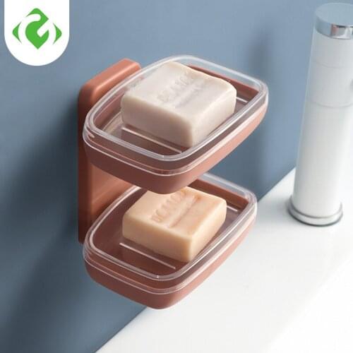 Kitchen Tray Bathroom Suction Cup Rack Wall Mount Soap Dish Home Space Saving Container Box Double Layer Sponge Drain GUANYAO