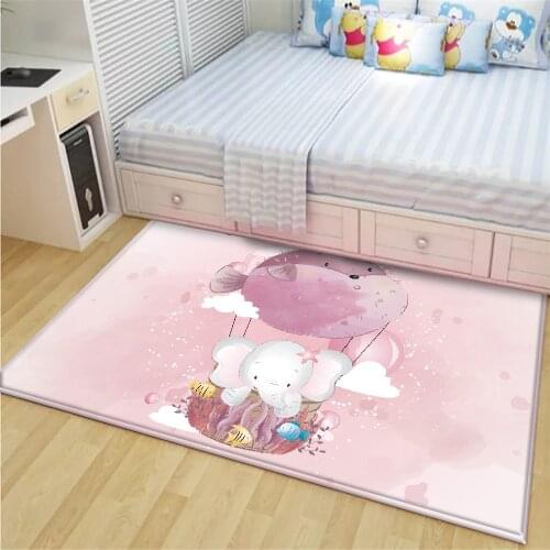 Baby Play Crawling Mat Home Living Room Cartoon Rug Kids Bedroom Cute Elephant Rectangle Carpet Soft Anti-slip Children Area Rug