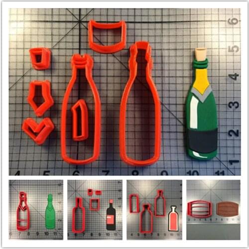 Food and Drinks Wine bottle wine cask shape fondant cutters gum paste cutters 3D printed PLA