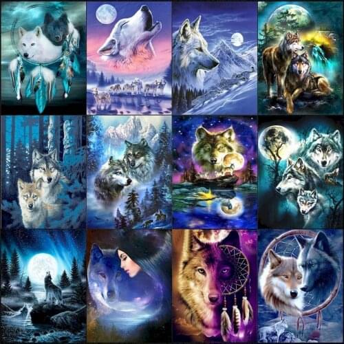 GATYZTORY DIY Paints By Numbers Wolf Animal For Adults 40x50CM Art Pictures Decorative Oil Picture Artcraft On Canvas
