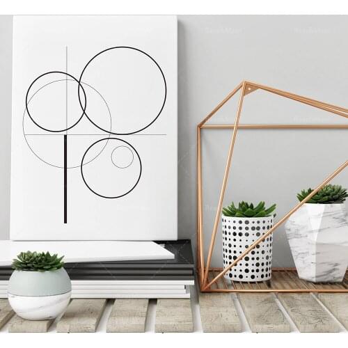 Lignes et cercles, Fibonacci, minimalisme, art moderne en noir et blanc, l'affiche, la géométrie, l'impression d'art, l'abstract