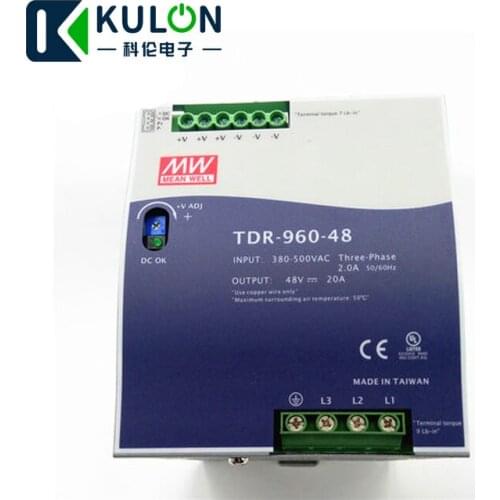 MEANWELL TDR-960-48 340-550VAC wide range input to DC three Phase Industrial DIN RAIL switching power supply 960W 48V 20A