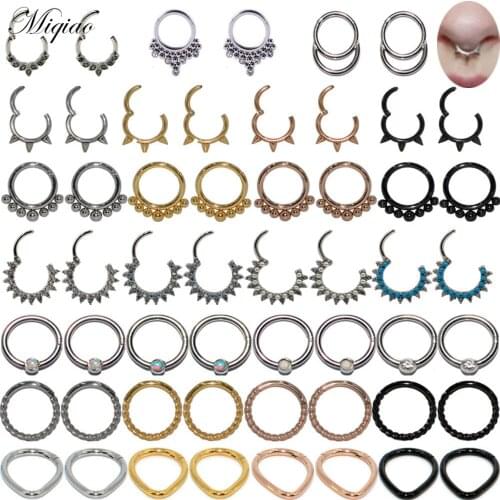 Miqiao 2pcs Hot Selling Sweet Stainless Steel Multifunctional Opal Water Drop Nose Ring Ear Bone Ring Piercing Jewelry