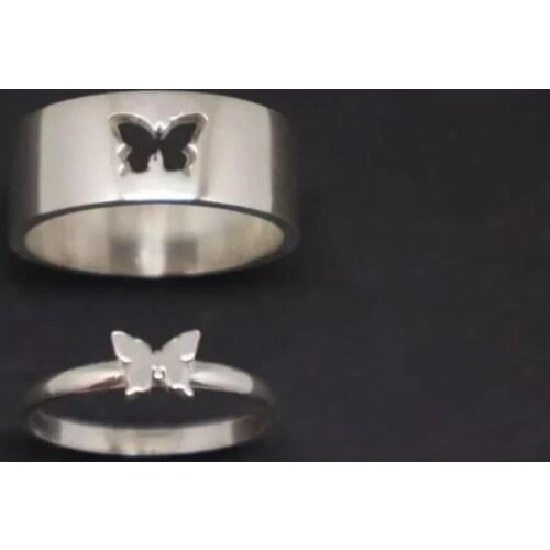 Fashion Silver Color Hollow Butterfly Ring Lovers Rings Aircraft Rings Motorcycle Party Couple Jewelry Wedding Engagement Ring