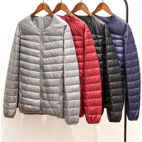 Sanishroly White Duck Ultra Light Down Parkas Coats Autumn Winter Men Down Jacket Male O-Neck Outwear Short Tops Plus Size SE339