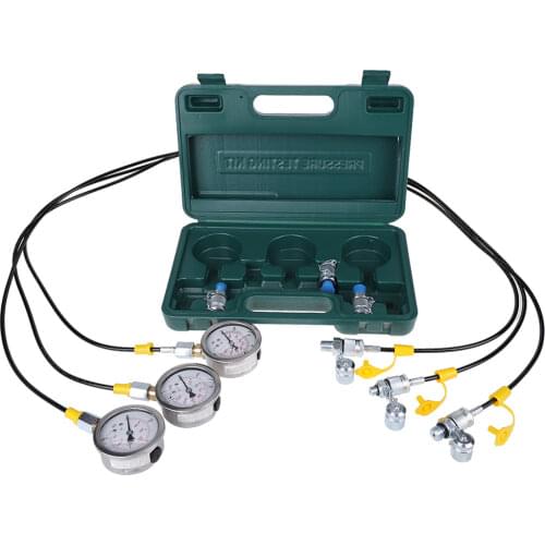 Excavator Hydraulic Pressure Test Kit with Testing Hose Coupling and Gauge Tools