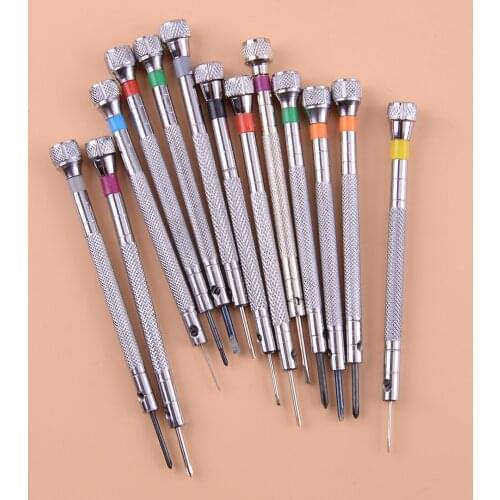 13Pcs/Set 0.6mm-2.0mm New Watch Repair Screwdriver Tool Watchmaker Glasses Flat Blade Kit Repairing Eyeglass Electronic Product