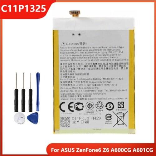Original Phone Battery C11P1325 For ASUS ZenFone6 Z6 A600CG A601CG Authentic Replacement Rechargable Batteries 3330mAh