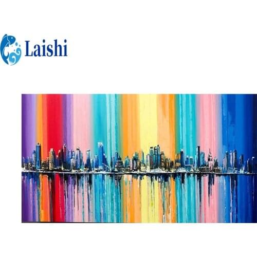 Full Square Diamond Painting Abstract graffiti city colorful landscape 3D Embroidery Cross Stitch Rhinestone Painting Decor