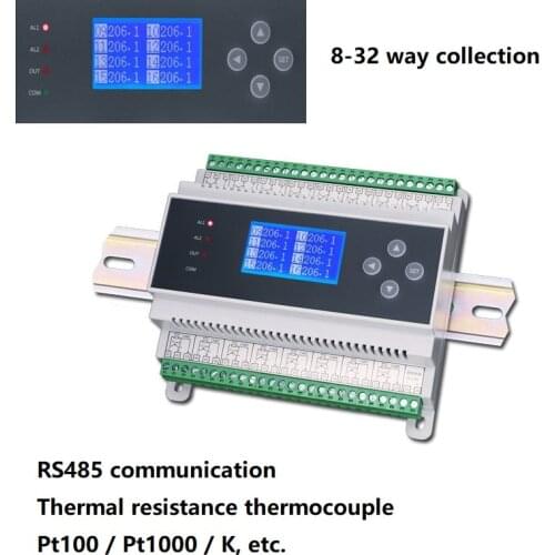 PT100 8-32 channel multi-channel isolated K-type thermocouple thermal resistance temperature collector acquisition module RS485