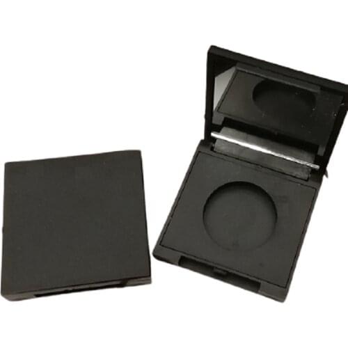 Empty Eyeshadow Palette Matte Black DIY Cosmetic Containers Square Blush Press Powder Makeup Eyeshadow Packaging with Mirror