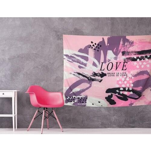 Pink love girl love bedroom tapestry wall blanket wall hanging picture