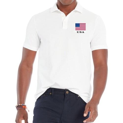 Mens Short Sleeve Turndown Collar Shirt USA National Flag Printing Breathable Summer Soft and Comfortable Tee Shirt S-2XL