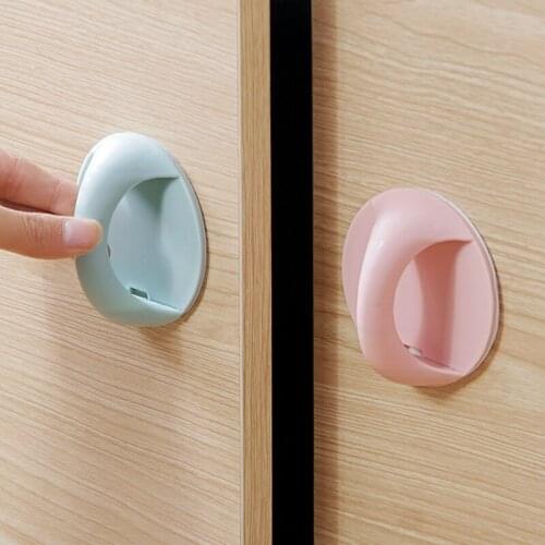 3x Handles with Adhesive for Drawer Cupboard Wardrobe Sliding Door Window Pull Grip PP Pink Green Blue