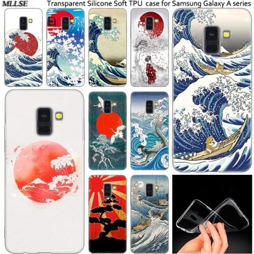 Sea Wave Art Spray Silicone Case For Samsung Galaxy A50 A30 A10 A40 A6 A8 Plus A9 A5 A7 2018 2017 2016 Note 9 8 Fashion Cover