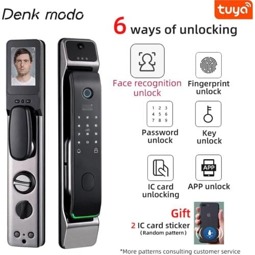 Denk modo Face Recognition Smart Door Lock Automatic Built-in Camera Tuya APP Remote Control Lock Fingerprint Password Card Key