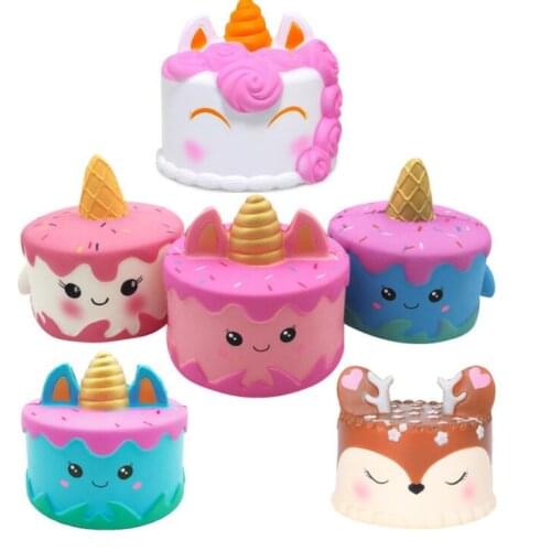 Birthday cake squishy Kawaii Unicorn Horse Cake Deer Animal Panda Squishies Slow Rising Stress Relief Squeeze Toys for Kids