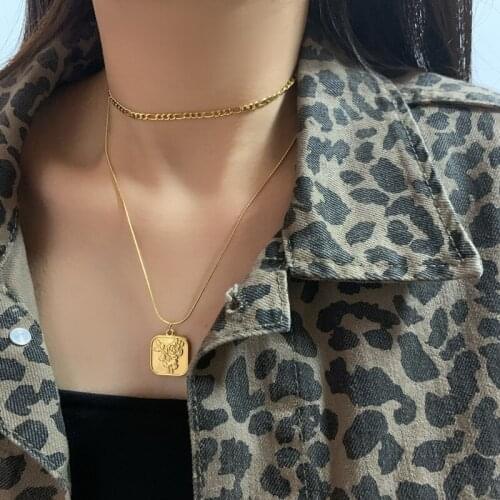 Titanium With 18K Gold Snake Chian Floral Necklace Women Stainless Steel Jewelry Runway Gown Hiphop Rare Glam Japan Ins