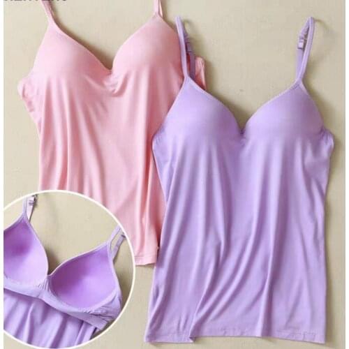 2020 New Fashion Sexy Women Padded Spaghetti Strap Tops Female Camisole Push Up Vest Tank Cami Sleeveless V Neck Top S28