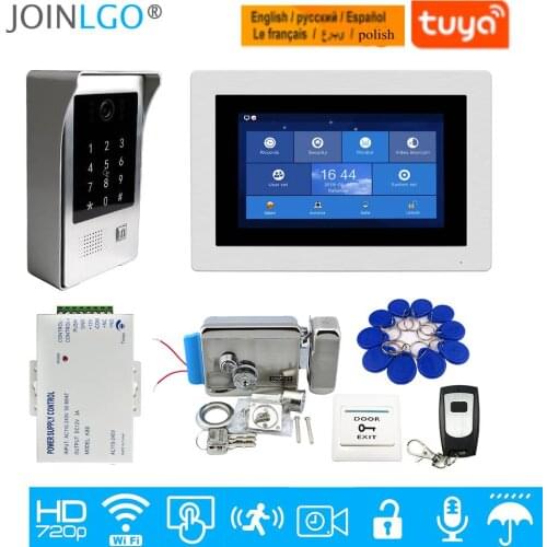 Free Shipping WIFI IP 7" Touch Screen LCD Video Intercom Door Phone Record Kit Code Keypad IC Waterproof Camera Electric Lock