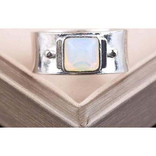 Vintage Silver Color Glacier Ring New White CZ Stone Wide Rings For Men Women Punk Gothic Party Jewelry Accessories Gift K5M888