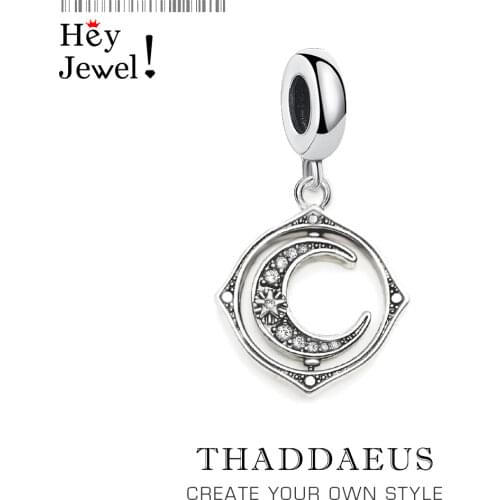 Rotatable Moon Charm 2021 Brand New Vintage Magic Fine Women Jewelry 925 Sterling Silver Handcrafted Pendant Fit Bracelet