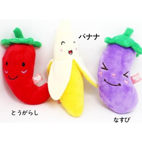 Explosions pet vegetables fruits plush pet toys cat toys banana band sound paper vocal toys
