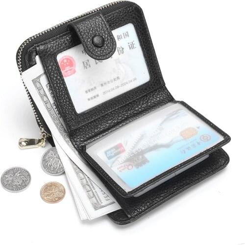 Women Wallets Metal Zipper Small Wallet Short Credit Card Holder Genuine Leather Coin Purse Cowhide Luxury Purses Female