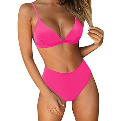 Women High Waist Bikini set Bandeau Padded Push Up Swimsuit Swimwear Beachwear Bikini Set Bathing Suit Swimming Suit For Women